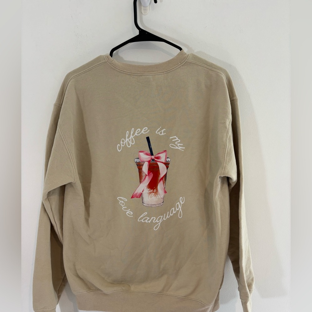 Gildan Women’s Medium Cream Coffee is my love language Sweatshirt Lounge Comfy